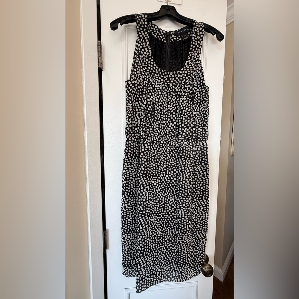 Pink Tartan Black and White Midi Dress